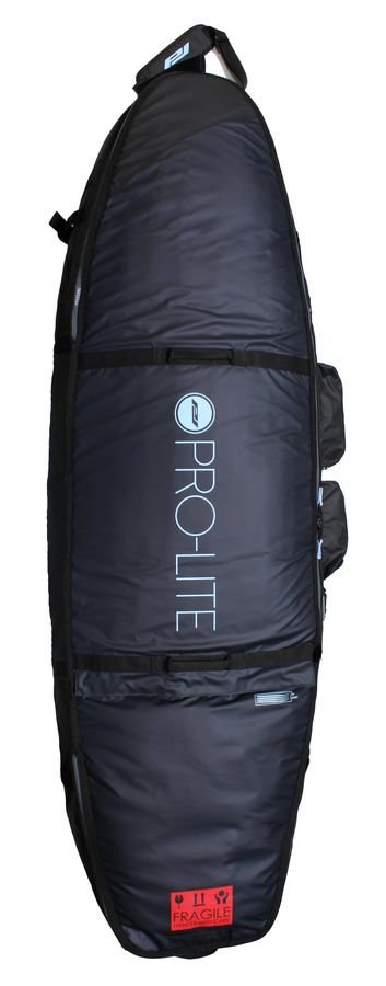 A Pro-Lite wheeled coffin surfboard travel bag, photographed flat.